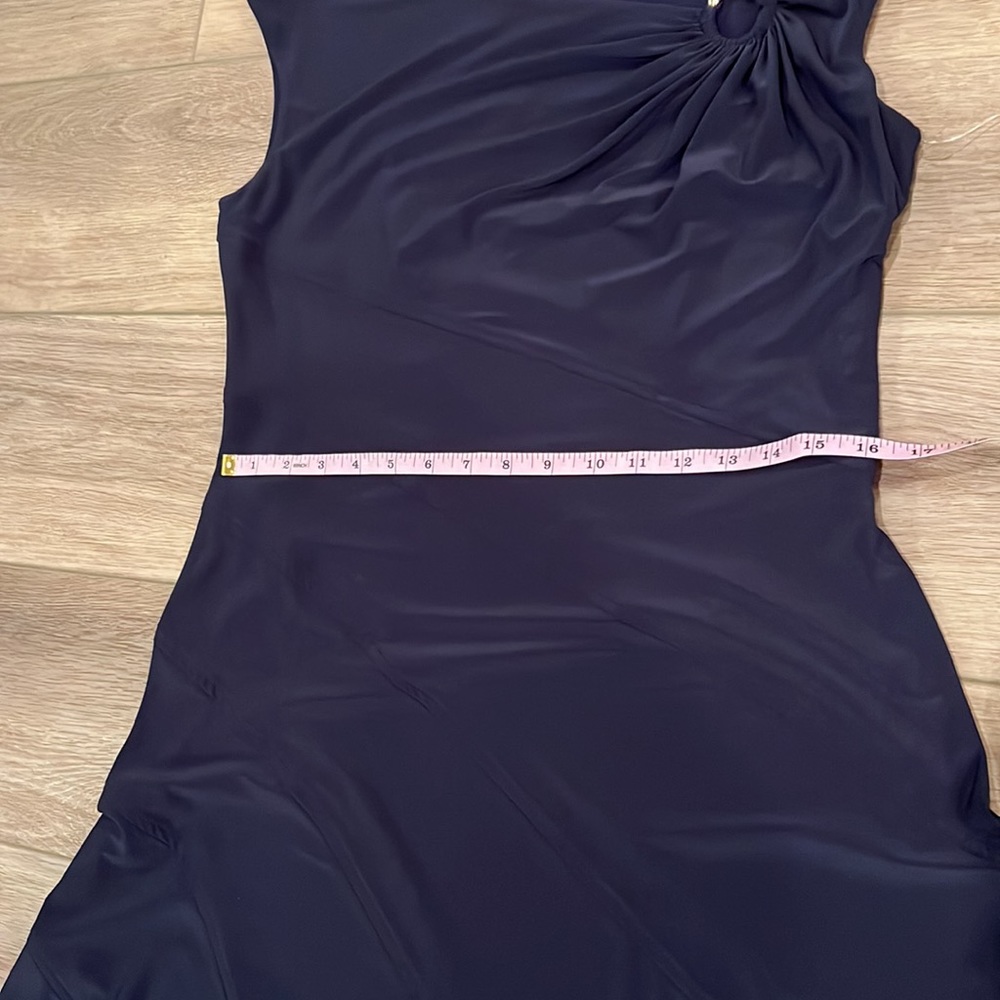 NWT Jones NY Sleeveless Tiered Dress Size 8 Navy Business Casual Work Career - Picture 13 of 16